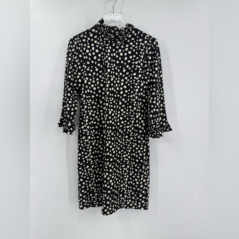 Jude Connally Nylon Dress Size SMALL 3/4‎ Sleeve Dress black White Polka Dot